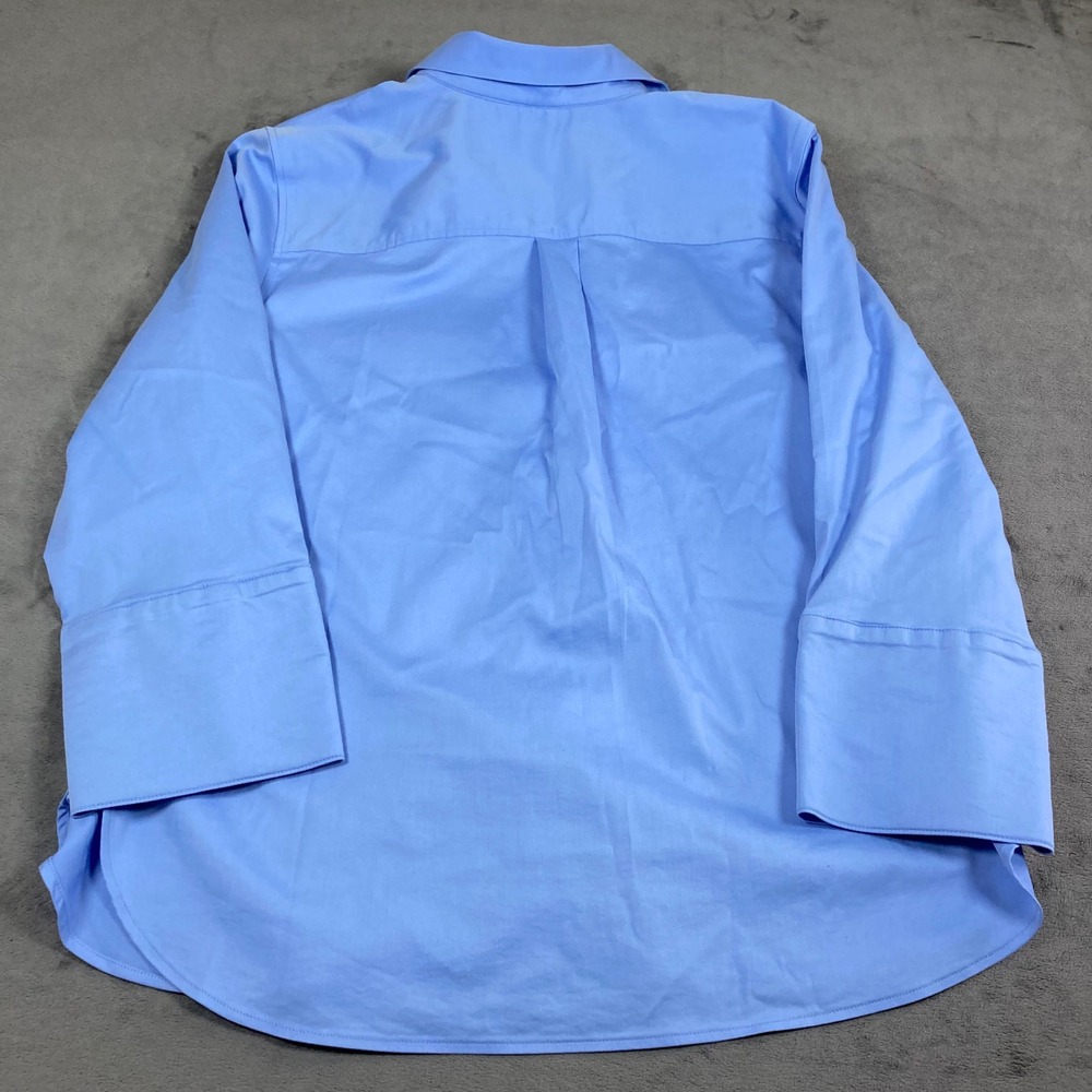 Chicos No Iron Chic Stretch Blue Button Down Shirt Blouse Womens Size 2 Large 12 - Picture 3 of 7